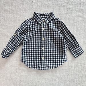 Baby Gap Navy Gingham Button Down Shirt VGUC 12-18mo